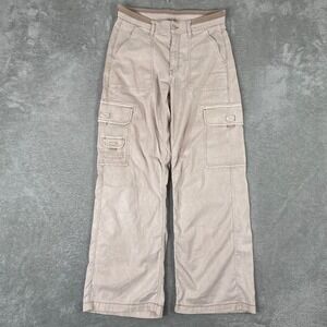 American Eagle Cargo Pants Womens 6 (30x30) Tan Stretch Wide Leg Utility Y2K